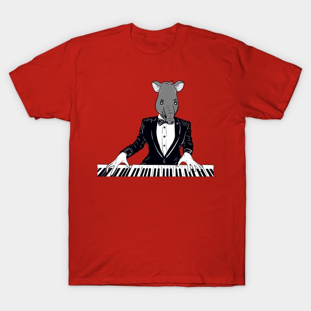 Pianist Who has been turned into a tapir With Red Background T-Shirt by missmann